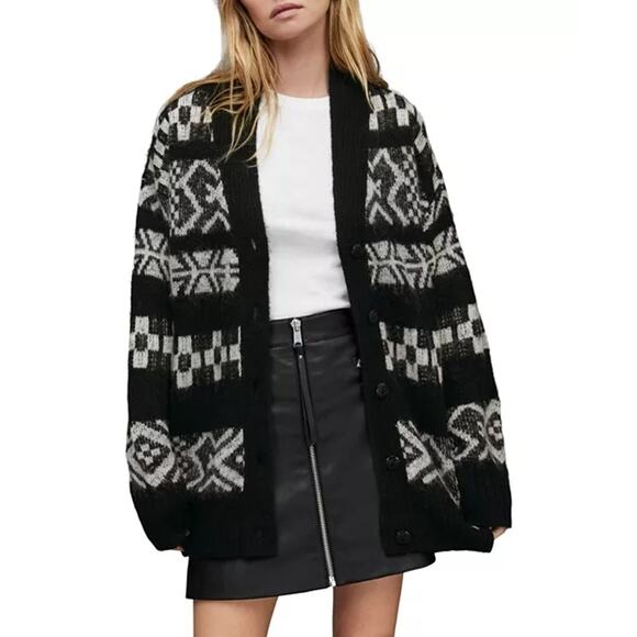 All Saints Black and White Patterned Cardigan - Picture 5 of 5